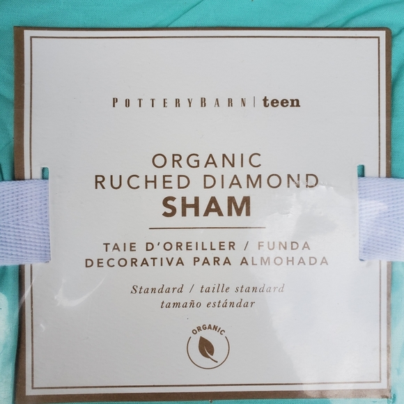 Pottery Barn Organic Ruched Diamond Twin XL Duvet Cover & Sham Turquoise Blue - Picture 4 of 10